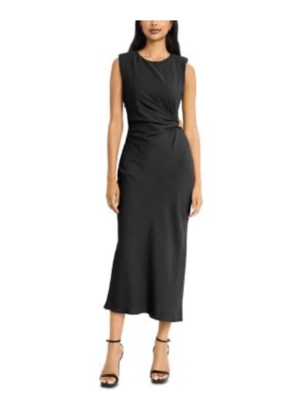 Donna Morgan Sleeveless Midi Ruched BLACK